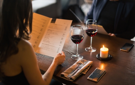 table with a menu in a restaurant