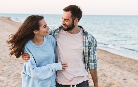 couple embracing on the beach