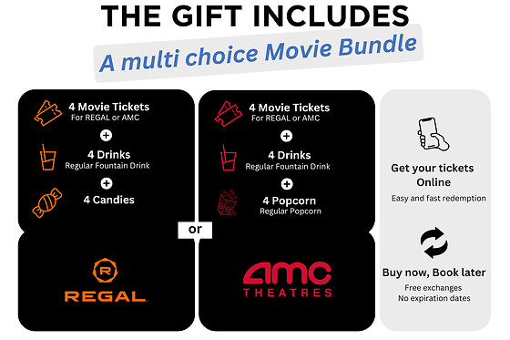 Movie Night: AMC or Regal - 4 tickets + 4 drinks + 4 snacks