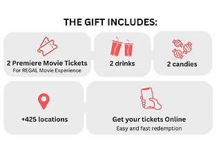 REGAL Movie Bundle - 2 tickets + 2 drinks + 2 candies