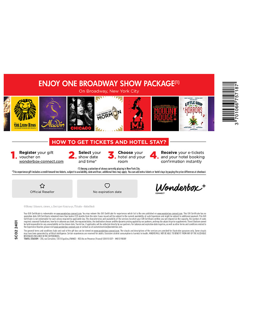 Broadway Show - 2 Tickets + One Night Stay